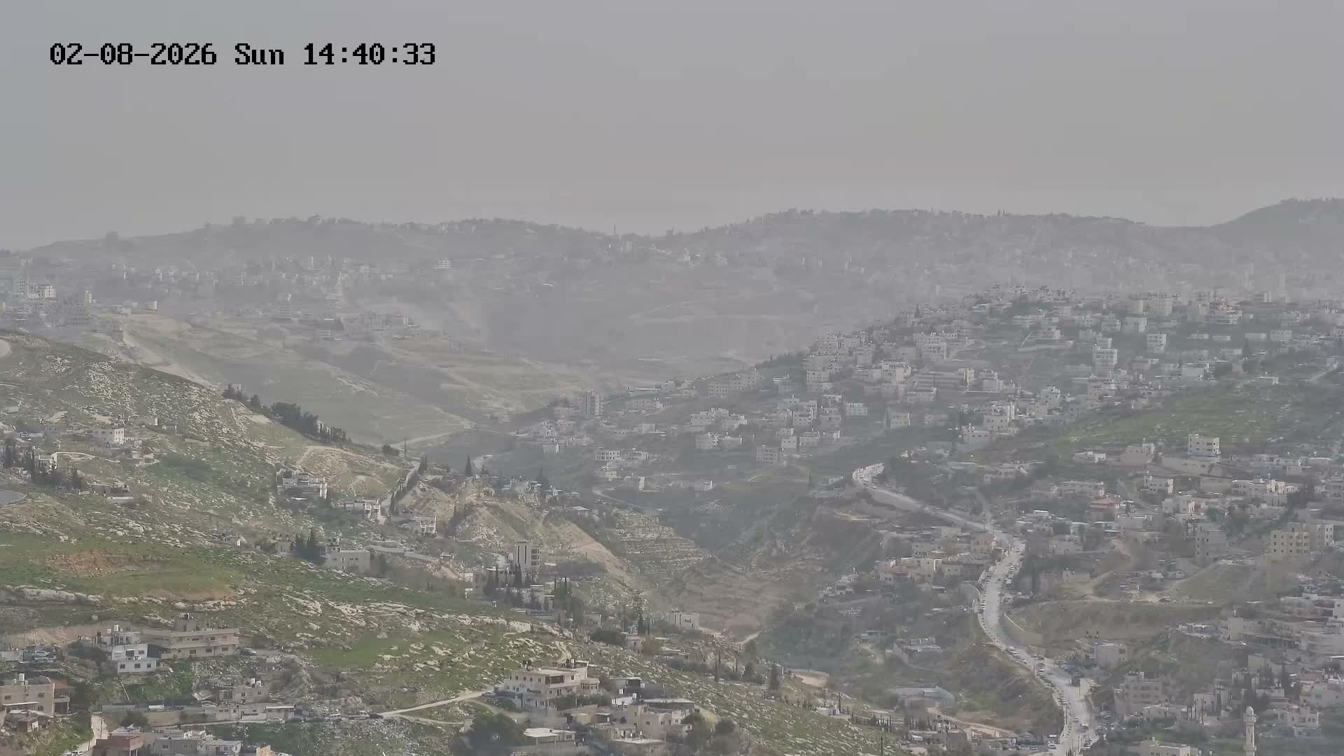 East Quds (Abu Dis/Jabel Mukaber/AlSawahira-AlGharbiyya/Sawahera al-Sharqiya/Jub al-Rum Towns View Towards Midbar Yehuda (Judean Desert) Live Cam - Jabal Batin Elhawa, East Quds, Palestine 