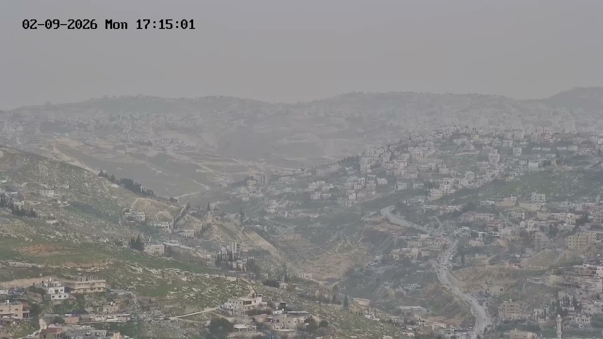 East Quds (Abu Dis/Jabel Mukaber/AlSawahira-AlGharbiyya/Sawahera al-Sharqiya/Jub al-Rum Towns View Towards Midbar Yehuda (Judean Desert) Live Cam - Jabal Batin Elhawa, East Quds, Palestine 