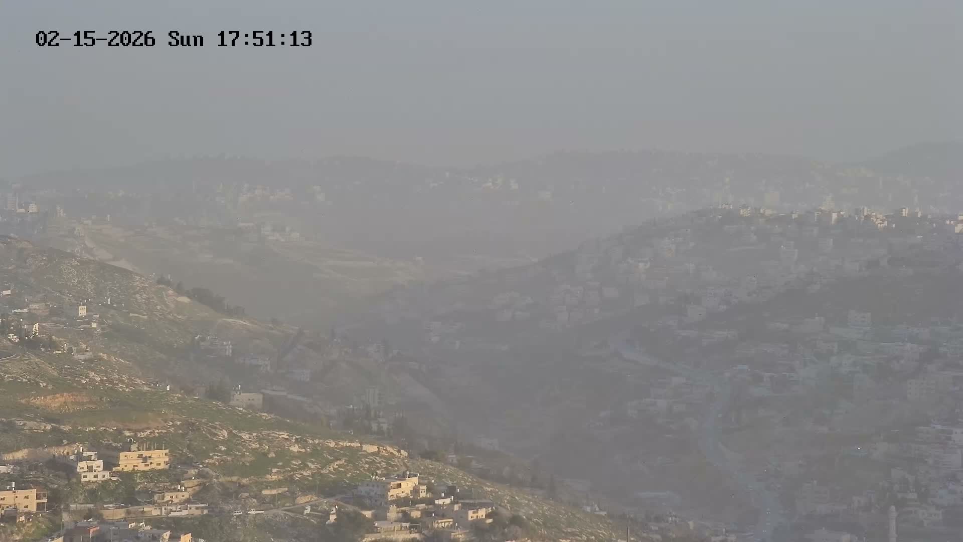 East Quds (Abu Dis/Jabel Mukaber/AlSawahira-AlGharbiyya/Sawahera al-Sharqiya/Jub al-Rum Towns View Towards Midbar Yehuda (Judean Desert) Live Cam - Jabal Batin Elhawa, East Quds, Palestine 