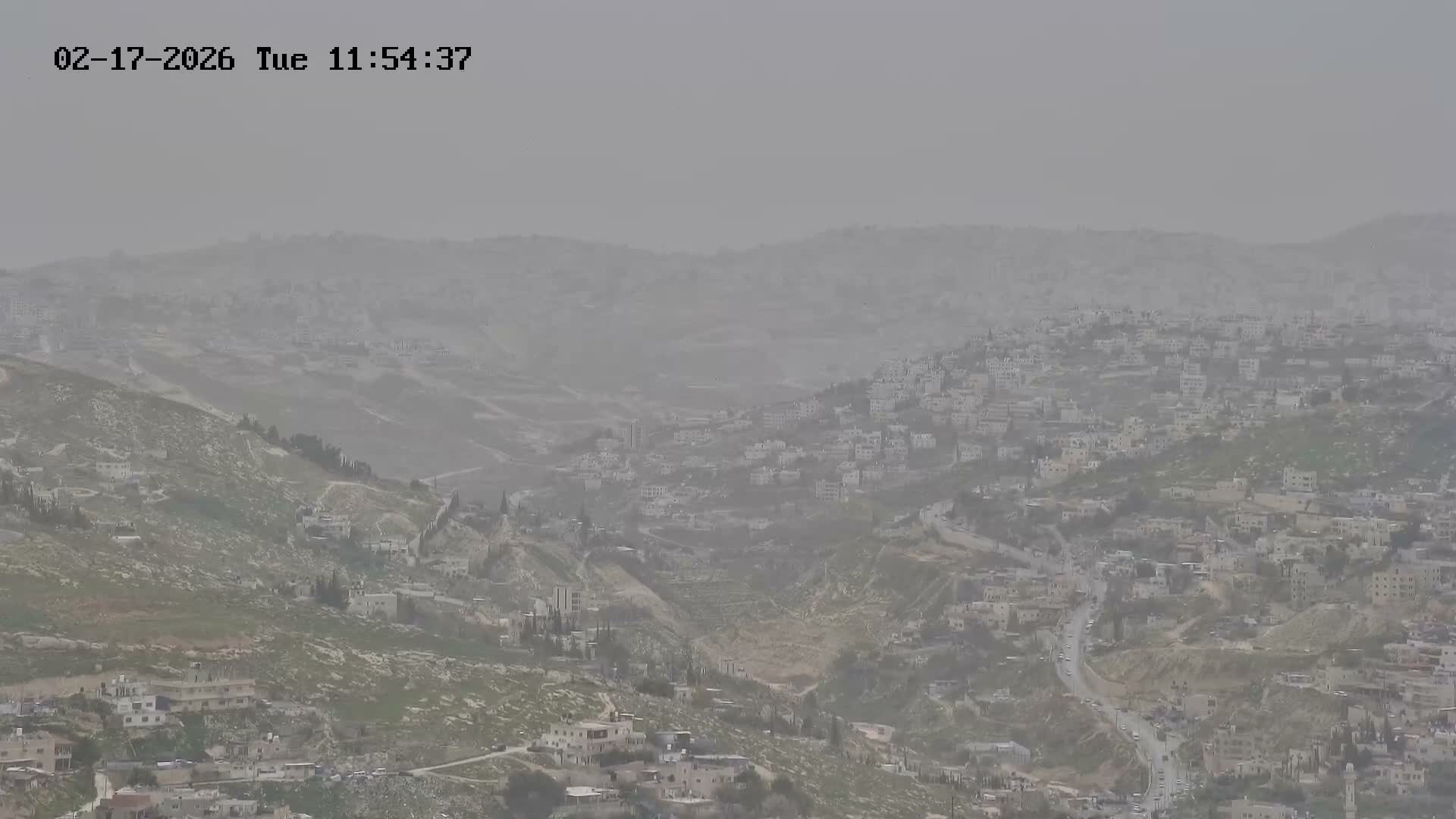 East Quds (Abu Dis/Jabel Mukaber/AlSawahira-AlGharbiyya/Sawahera al-Sharqiya/Jub al-Rum Towns View Towards Midbar Yehuda (Judean Desert) Live Cam - Jabal Batin Elhawa, East Quds, Palestine 