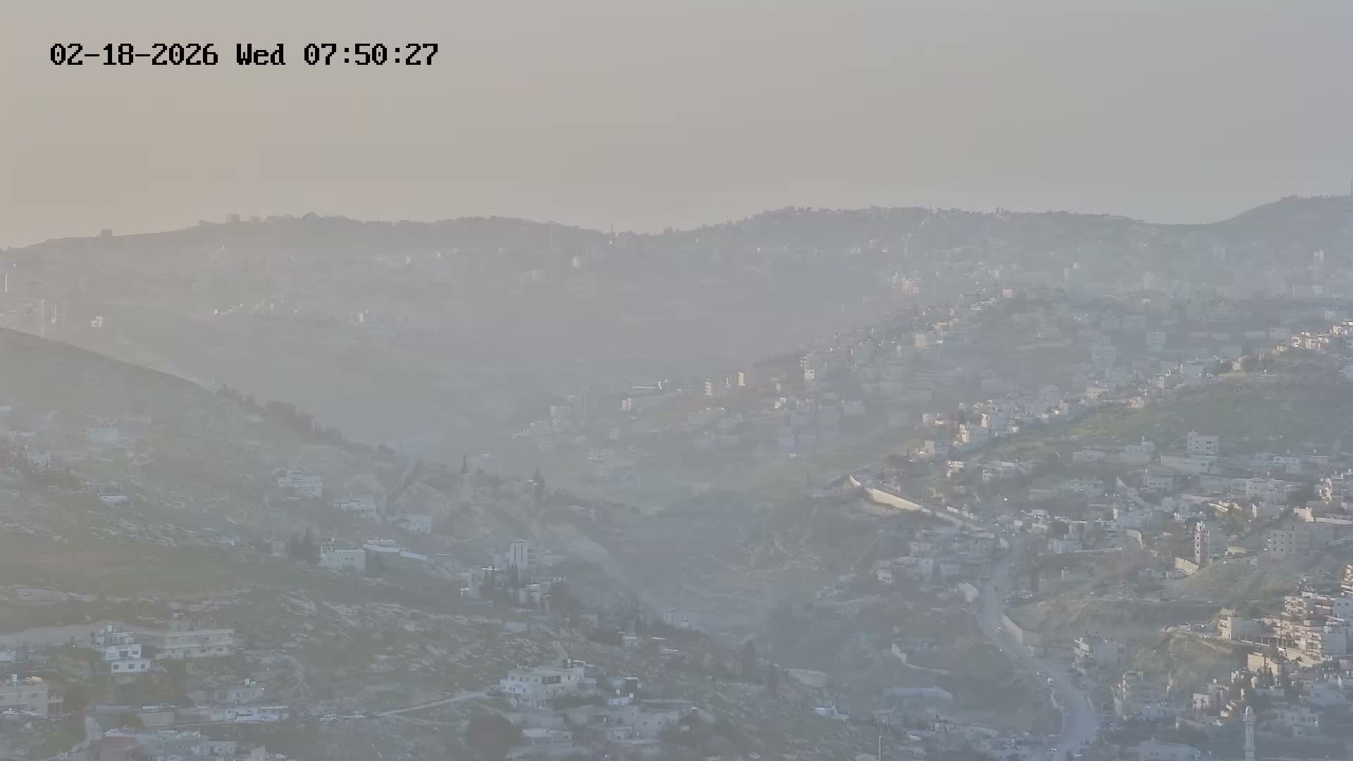 East Quds (Abu Dis/Jabel Mukaber/AlSawahira-AlGharbiyya/Sawahera al-Sharqiya/Jub al-Rum Towns View Towards Midbar Yehuda (Judean Desert) Live Cam - Jabal Batin Elhawa, East Quds, Palestine 