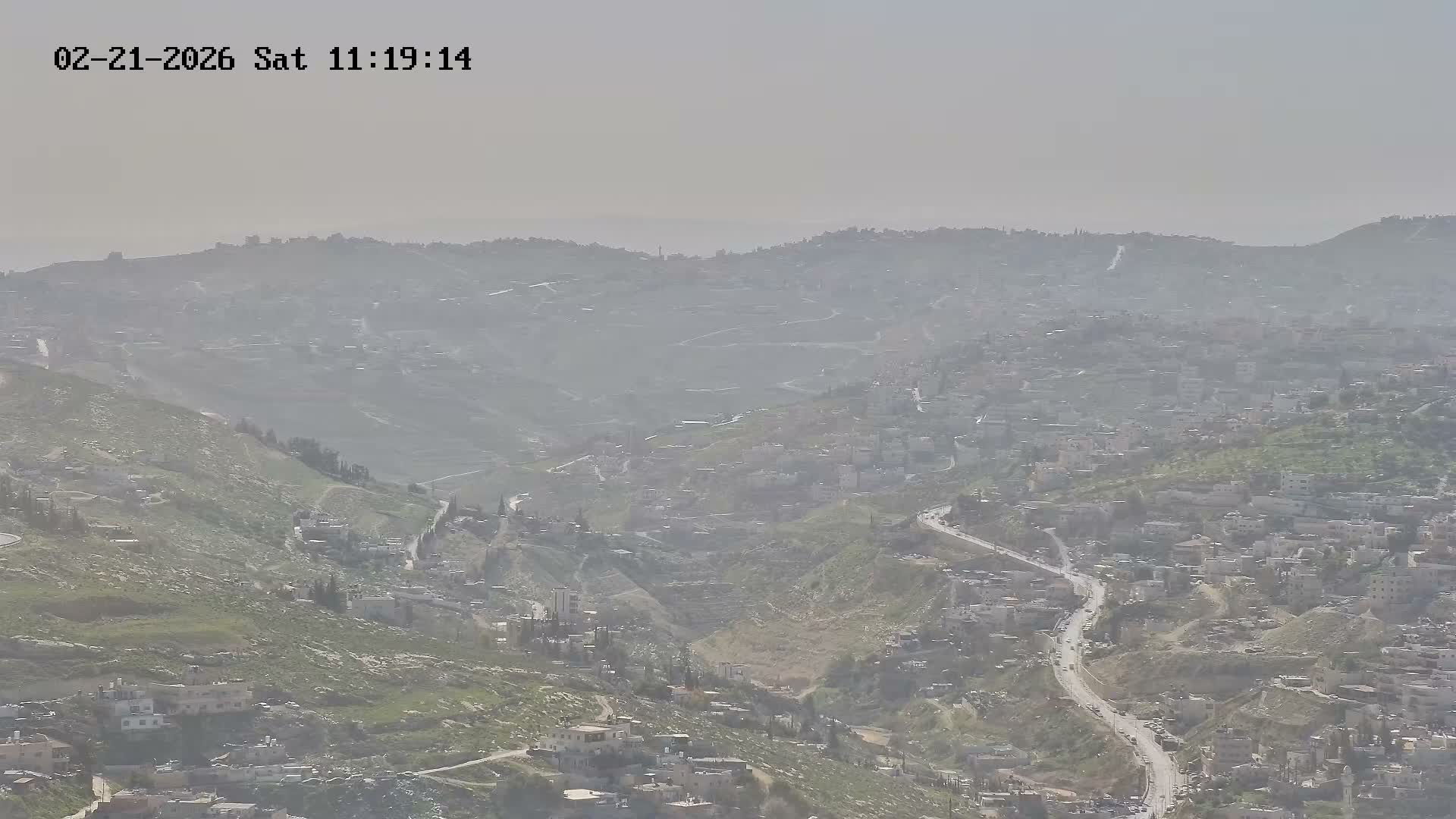 East Quds (Abu Dis/Jabel Mukaber/AlSawahira-AlGharbiyya/Sawahera al-Sharqiya/Jub al-Rum Towns View Towards Midbar Yehuda (Judean Desert) Live Cam - Jabal Batin Elhawa, East Quds, Palestine 