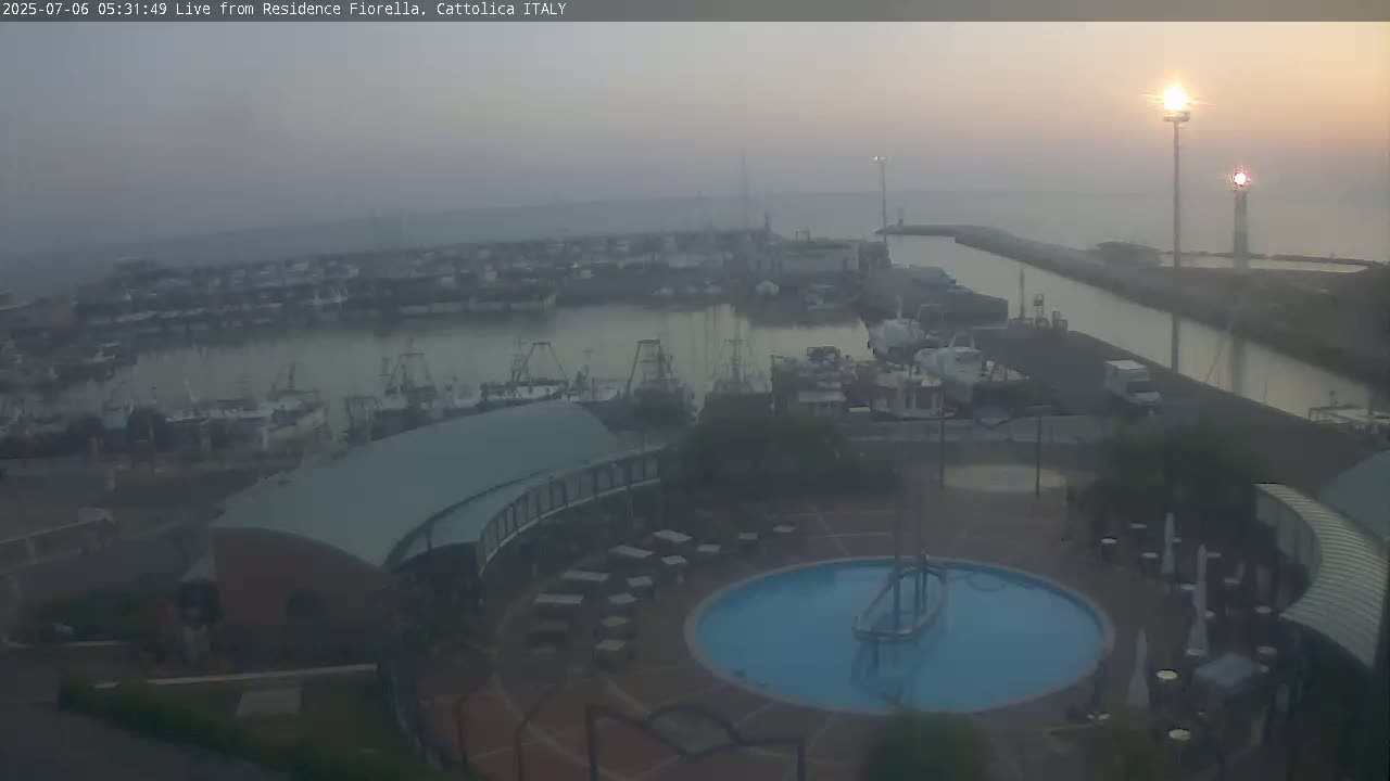 Cattolica Piazza del Porto Square & Yatch Club Marina of Cattolica Live Cam - Rimini, Emilia-Romagna, Italy 