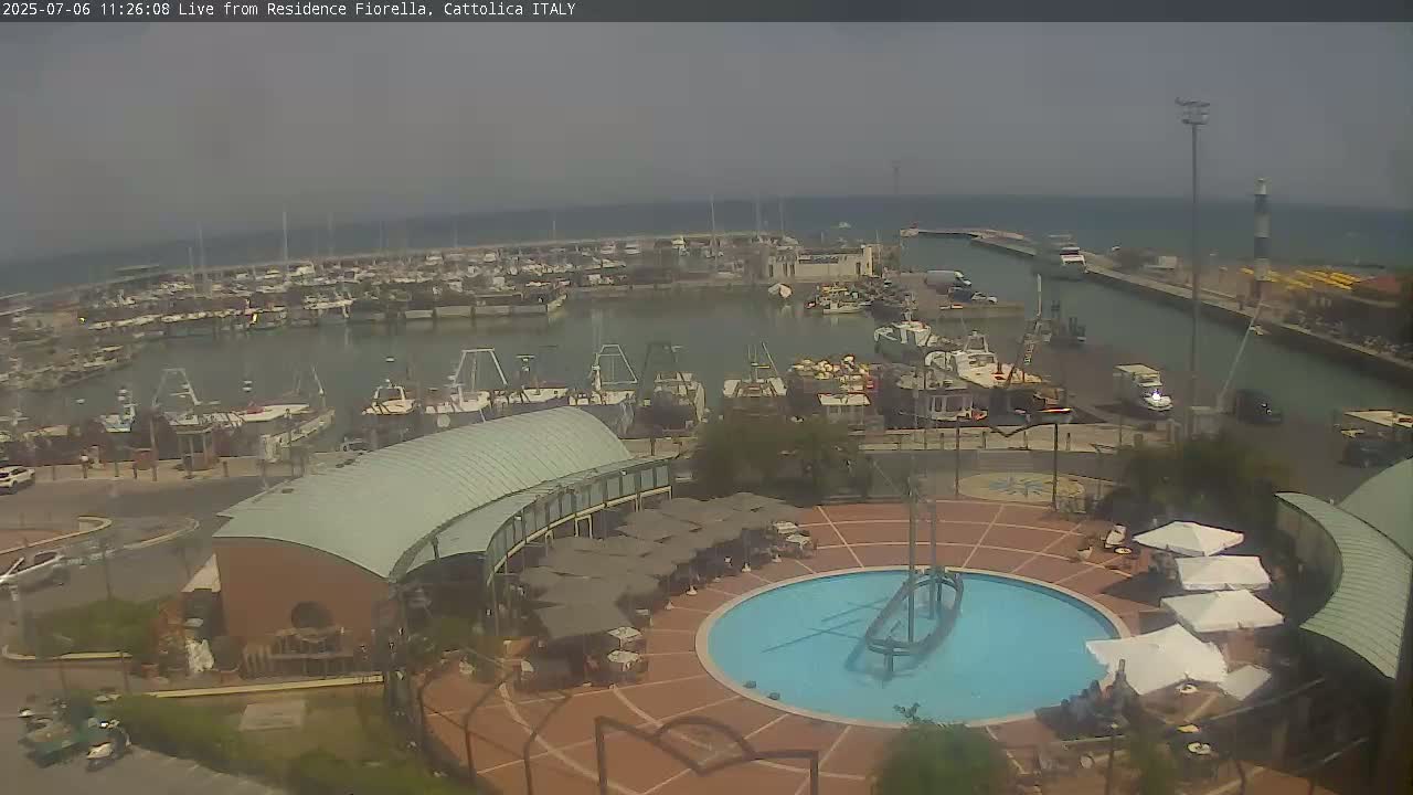 Cattolica Piazza del Porto Square & Yatch Club Marina of Cattolica Live Cam - Rimini, Emilia-Romagna, Italy 
