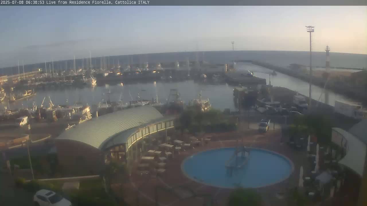 Cattolica Piazza del Porto Square & Yatch Club Marina of Cattolica Live Cam - Rimini, Emilia-Romagna, Italy 