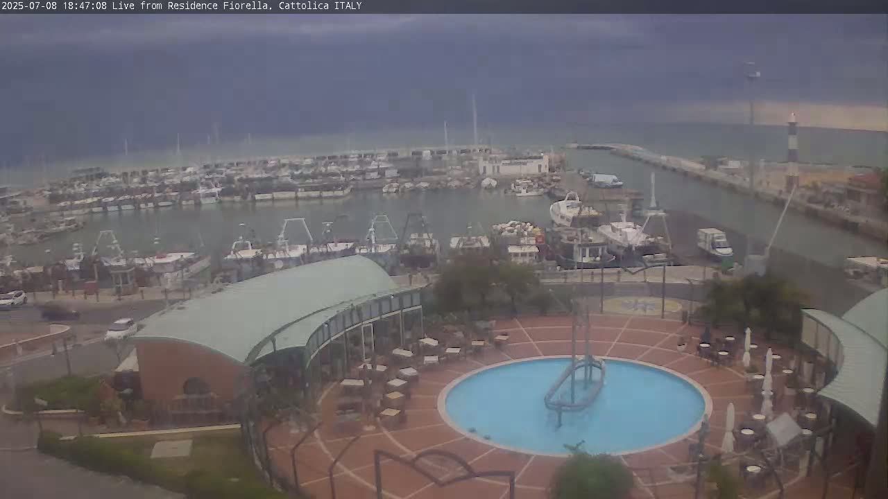 Cattolica Piazza del Porto Square & Yatch Club Marina of Cattolica Live Cam - Rimini, Emilia-Romagna, Italy 