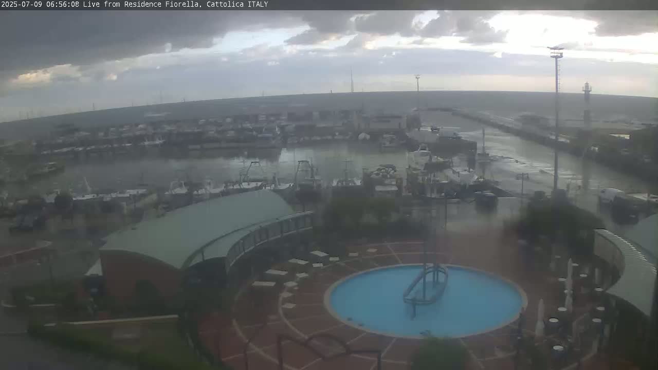 Cattolica Piazza del Porto Square & Yatch Club Marina of Cattolica Live Cam - Rimini, Emilia-Romagna, Italy 