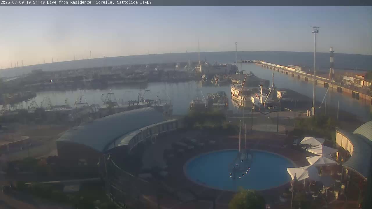 Cattolica Piazza del Porto Square & Yatch Club Marina of Cattolica Live Cam - Rimini, Emilia-Romagna, Italy 