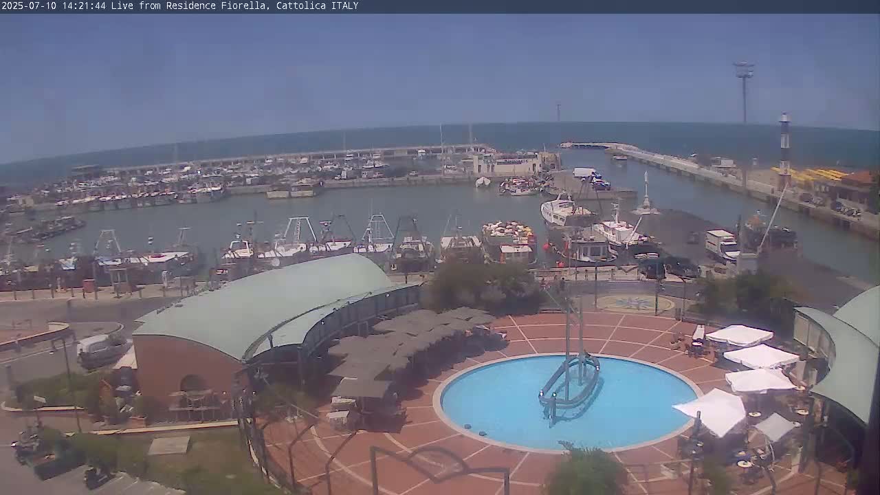 Cattolica Piazza del Porto Square & Yatch Club Marina of Cattolica Live Cam - Rimini, Emilia-Romagna, Italy 