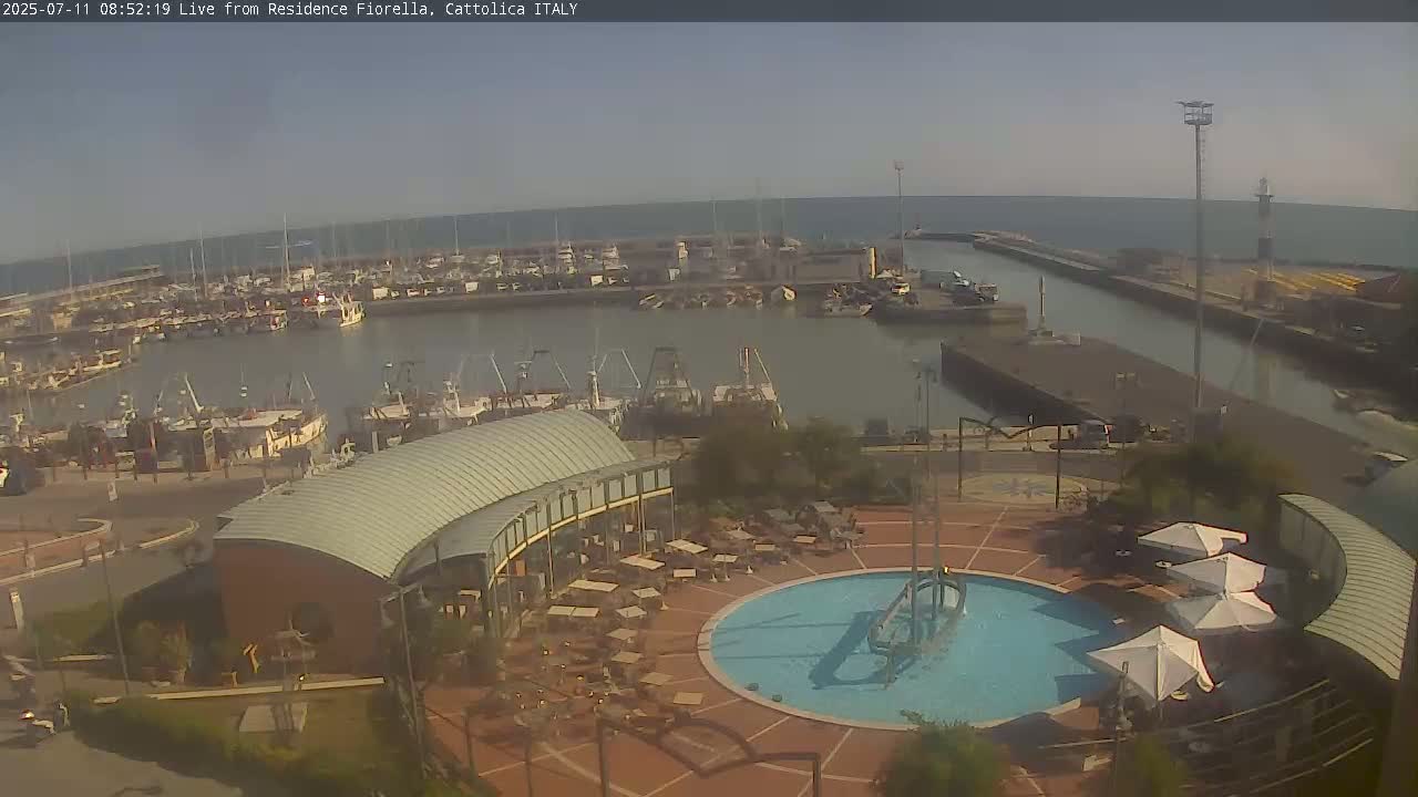 Cattolica Piazza del Porto Square & Yatch Club Marina of Cattolica Live Cam - Rimini, Emilia-Romagna, Italy 