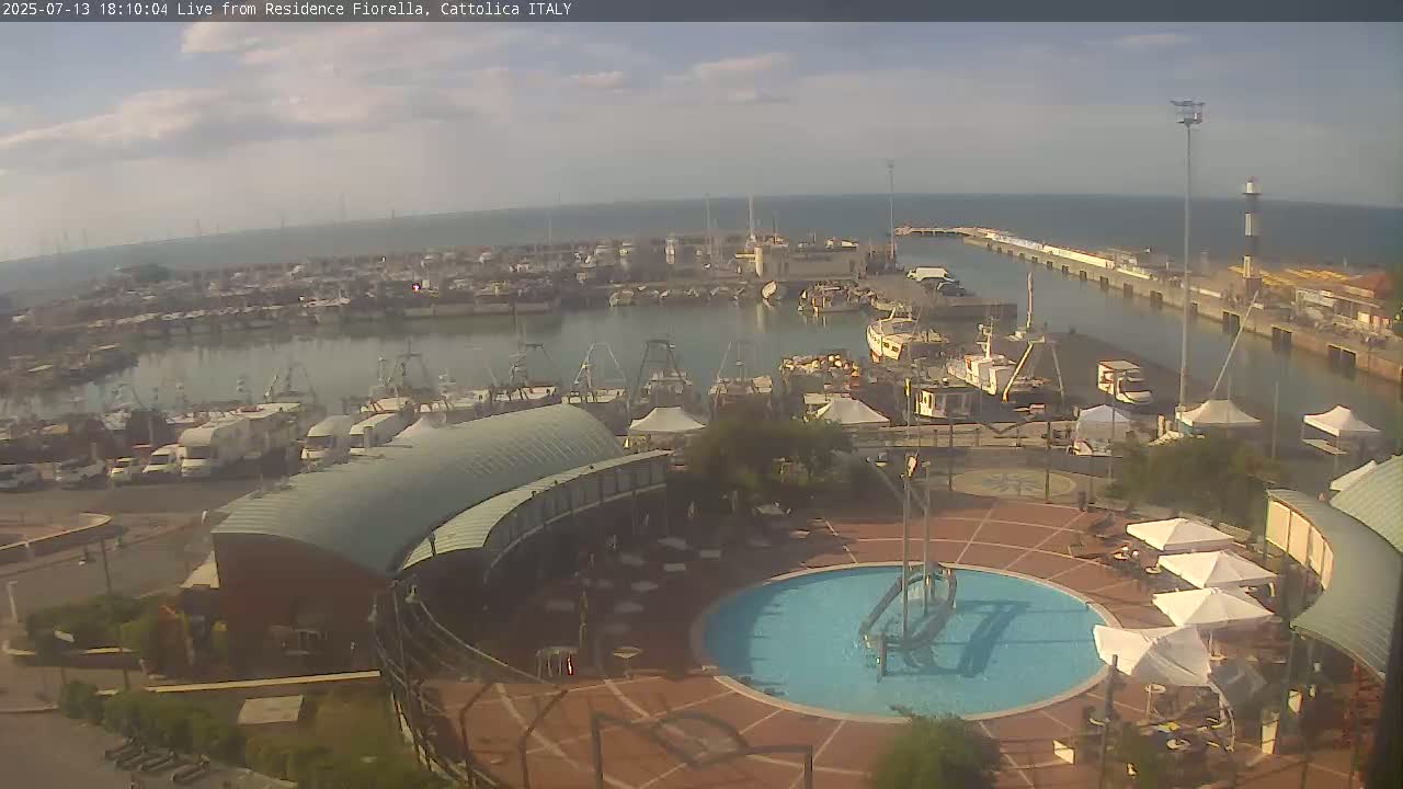 Cattolica Piazza del Porto Square & Yatch Club Marina of Cattolica Live Cam - Rimini, Emilia-Romagna, Italy 