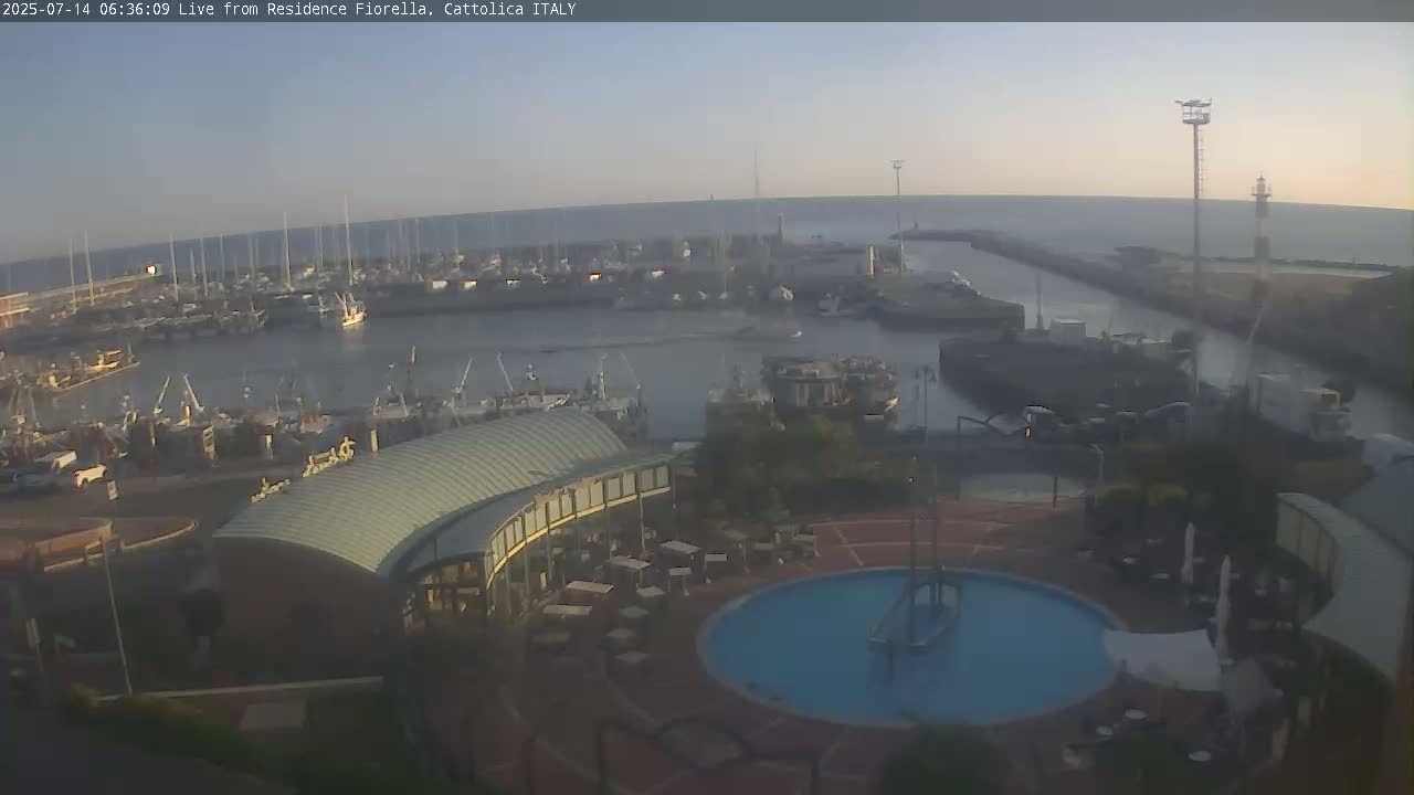 Cattolica Piazza del Porto Square & Yatch Club Marina of Cattolica Live Cam - Rimini, Emilia-Romagna, Italy 