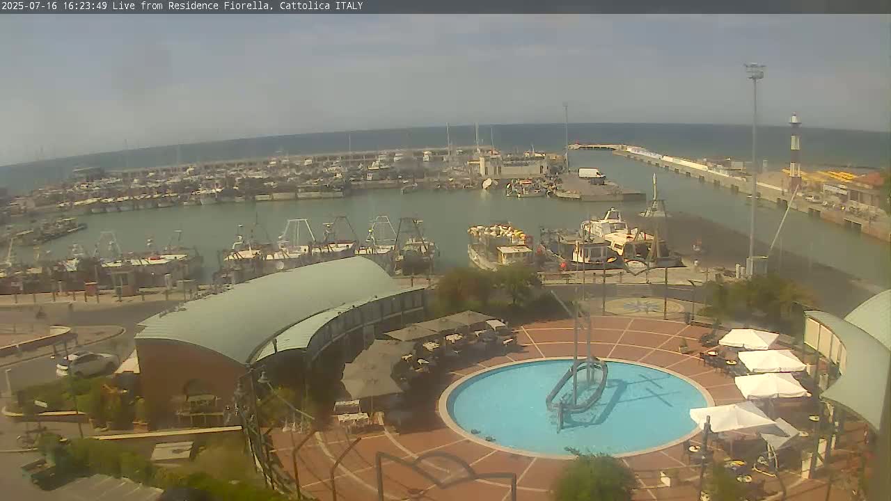 Cattolica Piazza del Porto Square & Yatch Club Marina of Cattolica Live Cam - Rimini, Emilia-Romagna, Italy 