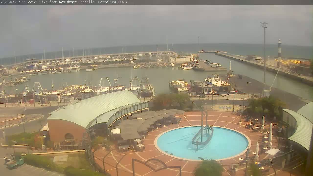 Cattolica Piazza del Porto Square & Yatch Club Marina of Cattolica Live Cam - Rimini, Emilia-Romagna, Italy 