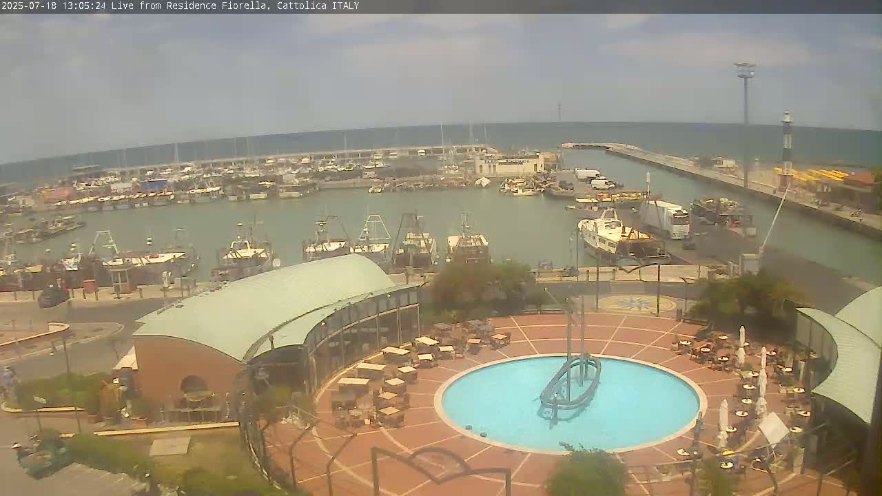 Cattolica Piazza del Porto Square & Yatch Club Marina of Cattolica Live Cam - Rimini, Emilia-Romagna, Italy 