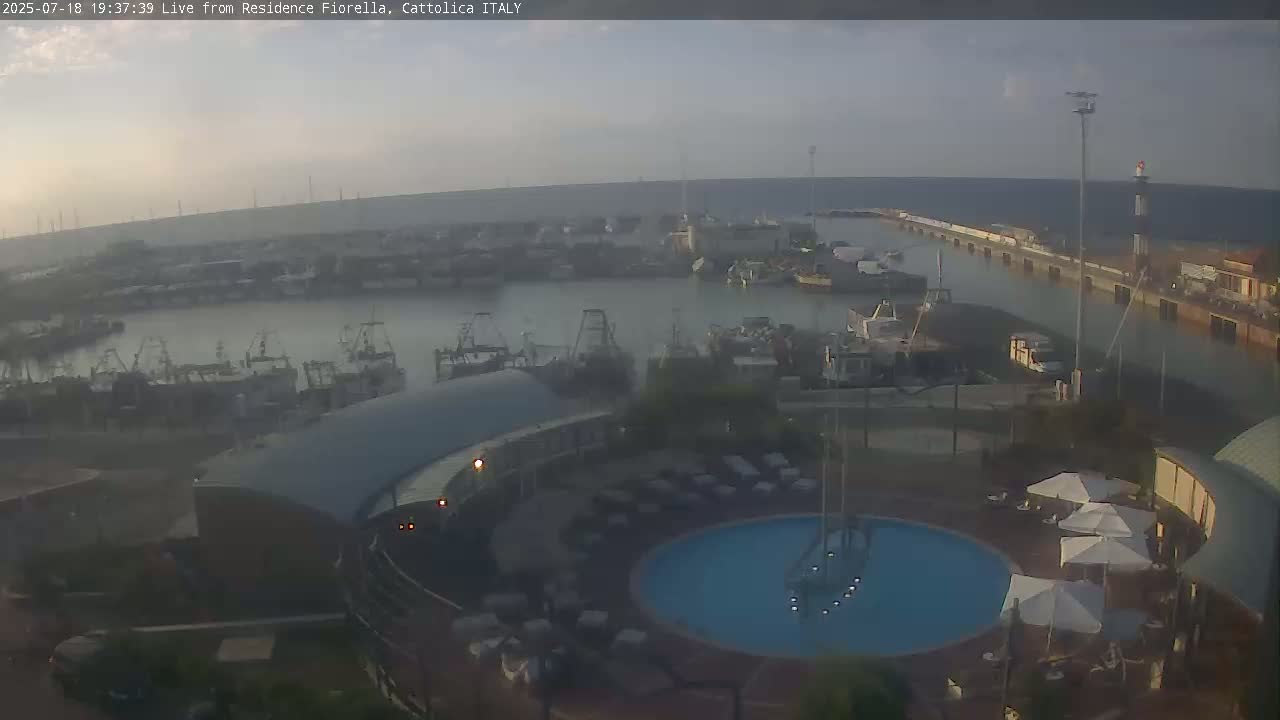 Cattolica Piazza del Porto Square & Yatch Club Marina of Cattolica Live Cam - Rimini, Emilia-Romagna, Italy 