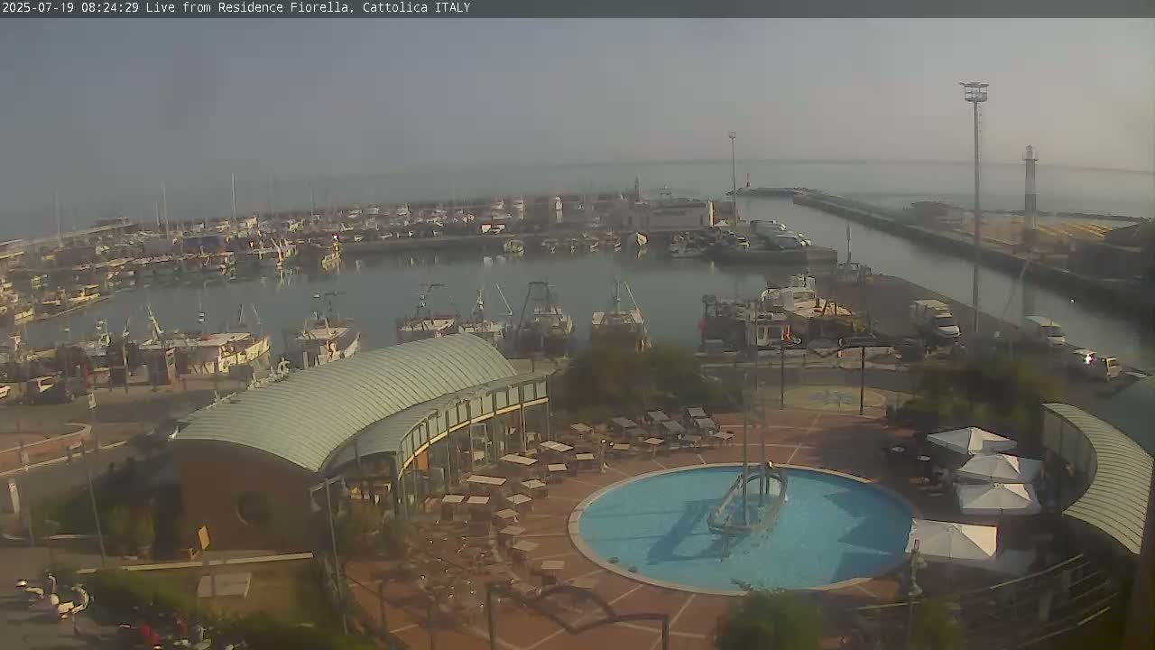 Cattolica Piazza del Porto Square & Yatch Club Marina of Cattolica Live Cam - Rimini, Emilia-Romagna, Italy 