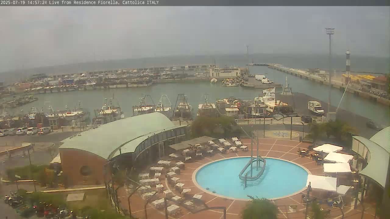 Cattolica Piazza del Porto Square & Yatch Club Marina of Cattolica Live Cam - Rimini, Emilia-Romagna, Italy 