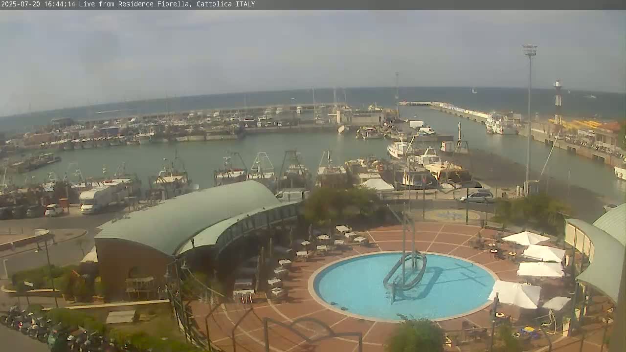 Cattolica Piazza del Porto Square & Yatch Club Marina of Cattolica Live Cam - Rimini, Emilia-Romagna, Italy 