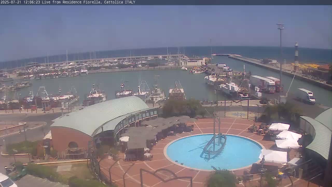 Cattolica Piazza del Porto Square & Yatch Club Marina of Cattolica Live Cam - Rimini, Emilia-Romagna, Italy 