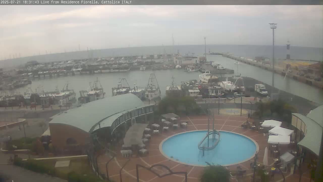 Cattolica Piazza del Porto Square & Yatch Club Marina of Cattolica Live Cam - Rimini, Emilia-Romagna, Italy 