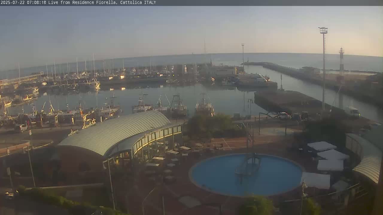 Cattolica Piazza del Porto Square & Yatch Club Marina of Cattolica Live Cam - Rimini, Emilia-Romagna, Italy 