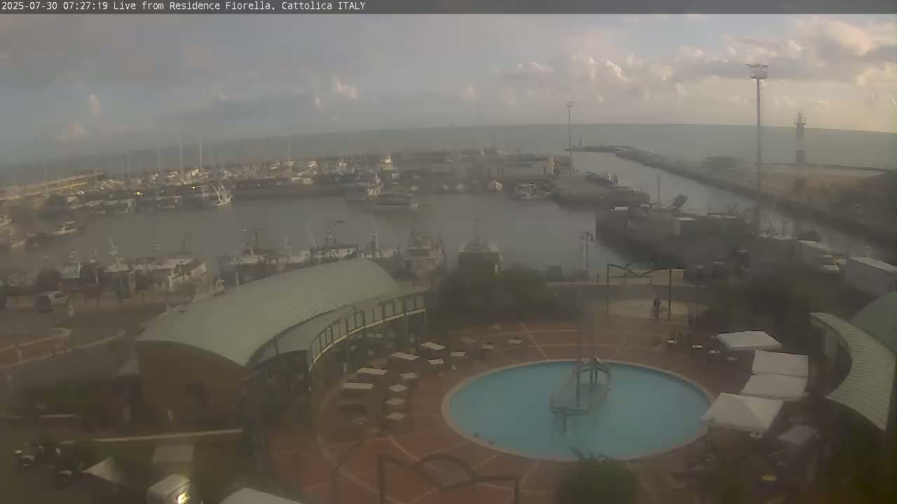 Cattolica Piazza del Porto Square & Yatch Club Marina of Cattolica Live Cam - Rimini, Emilia-Romagna, Italy 