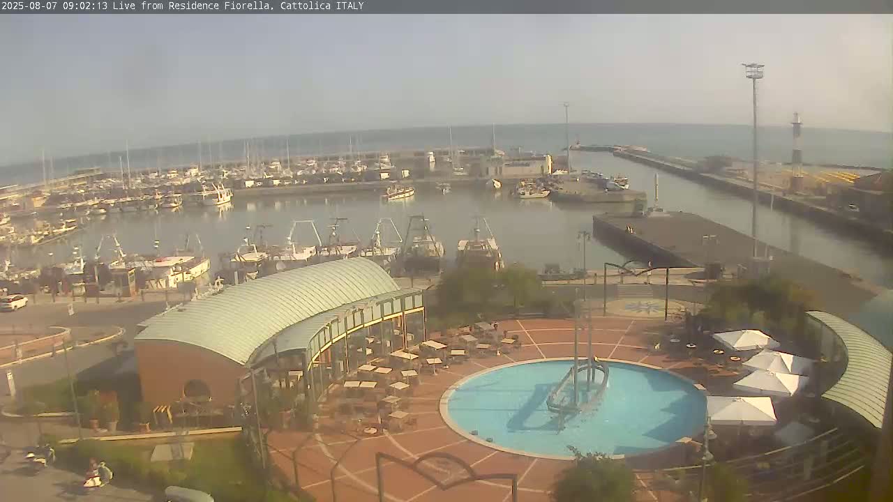 Cattolica Piazza del Porto Square & Yatch Club Marina of Cattolica Live Cam - Rimini, Emilia-Romagna, Italy 