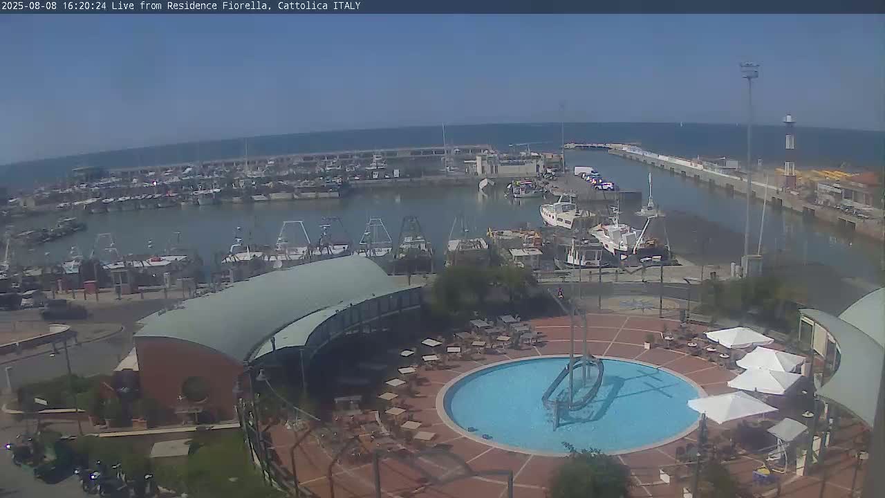 Cattolica Piazza del Porto Square & Yatch Club Marina of Cattolica Live Cam - Rimini, Emilia-Romagna, Italy 