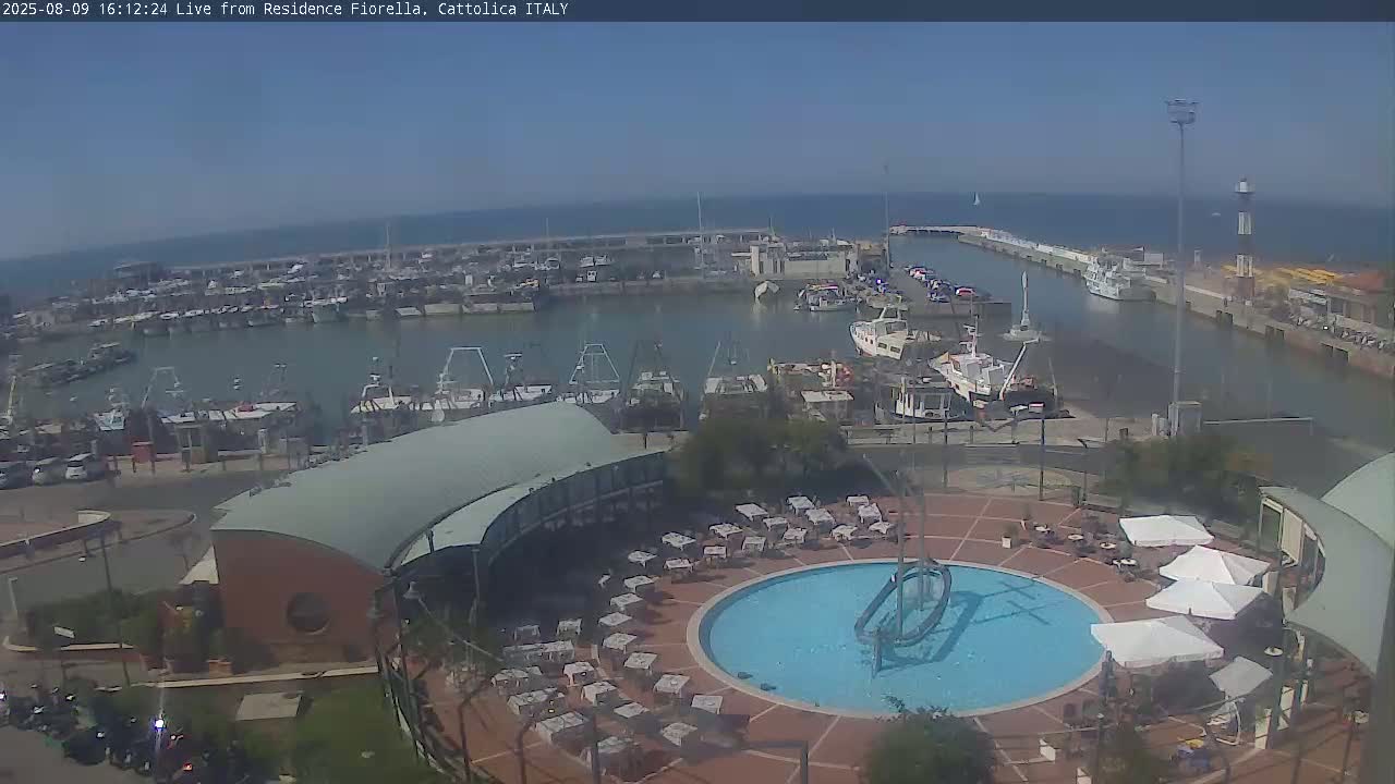 Cattolica Piazza del Porto Square & Yatch Club Marina of Cattolica Live Cam - Rimini, Emilia-Romagna, Italy 