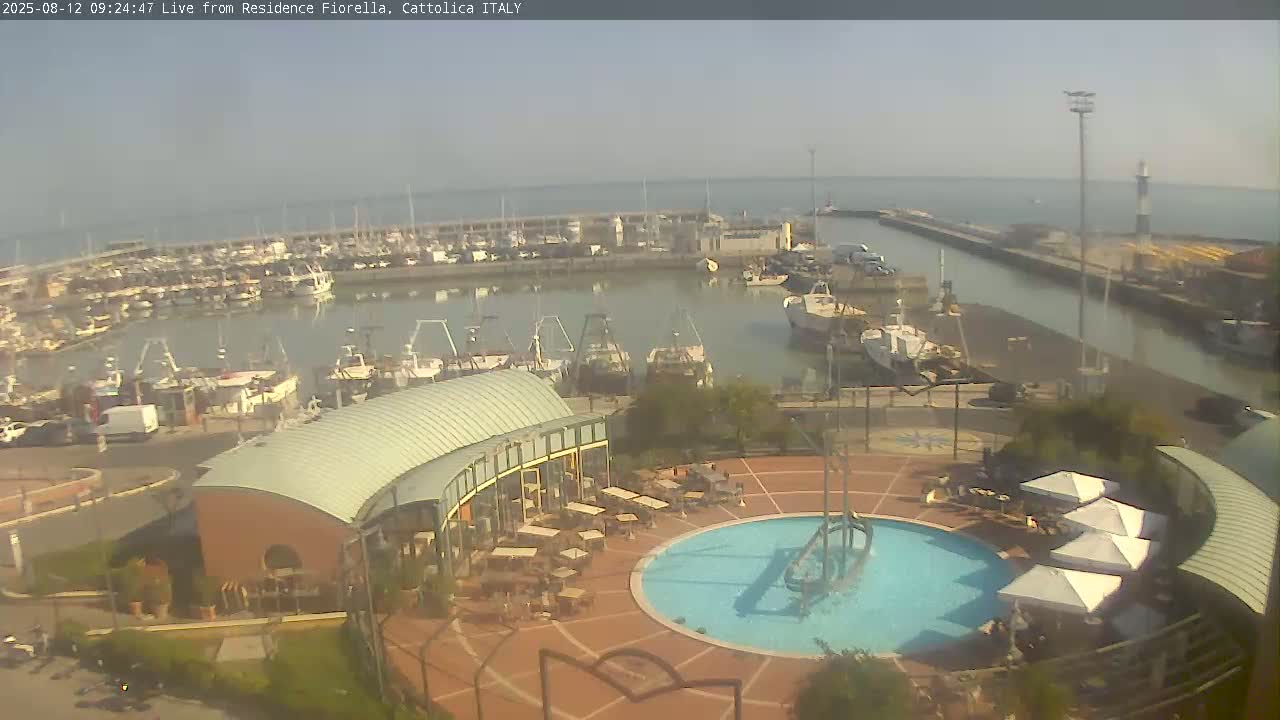 Cattolica Piazza del Porto Square & Yatch Club Marina of Cattolica Live Cam - Rimini, Emilia-Romagna, Italy 