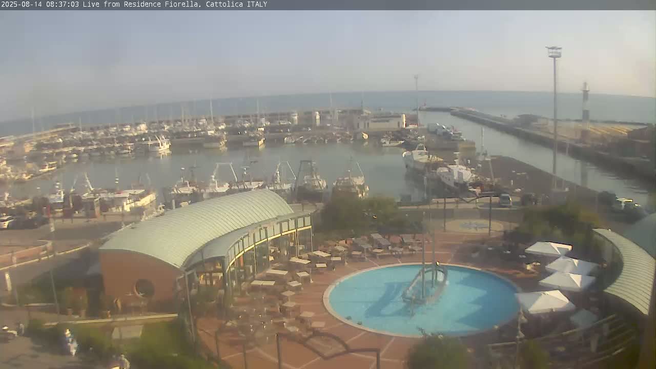 Cattolica Piazza del Porto Square & Yatch Club Marina of Cattolica Live Cam - Rimini, Emilia-Romagna, Italy 