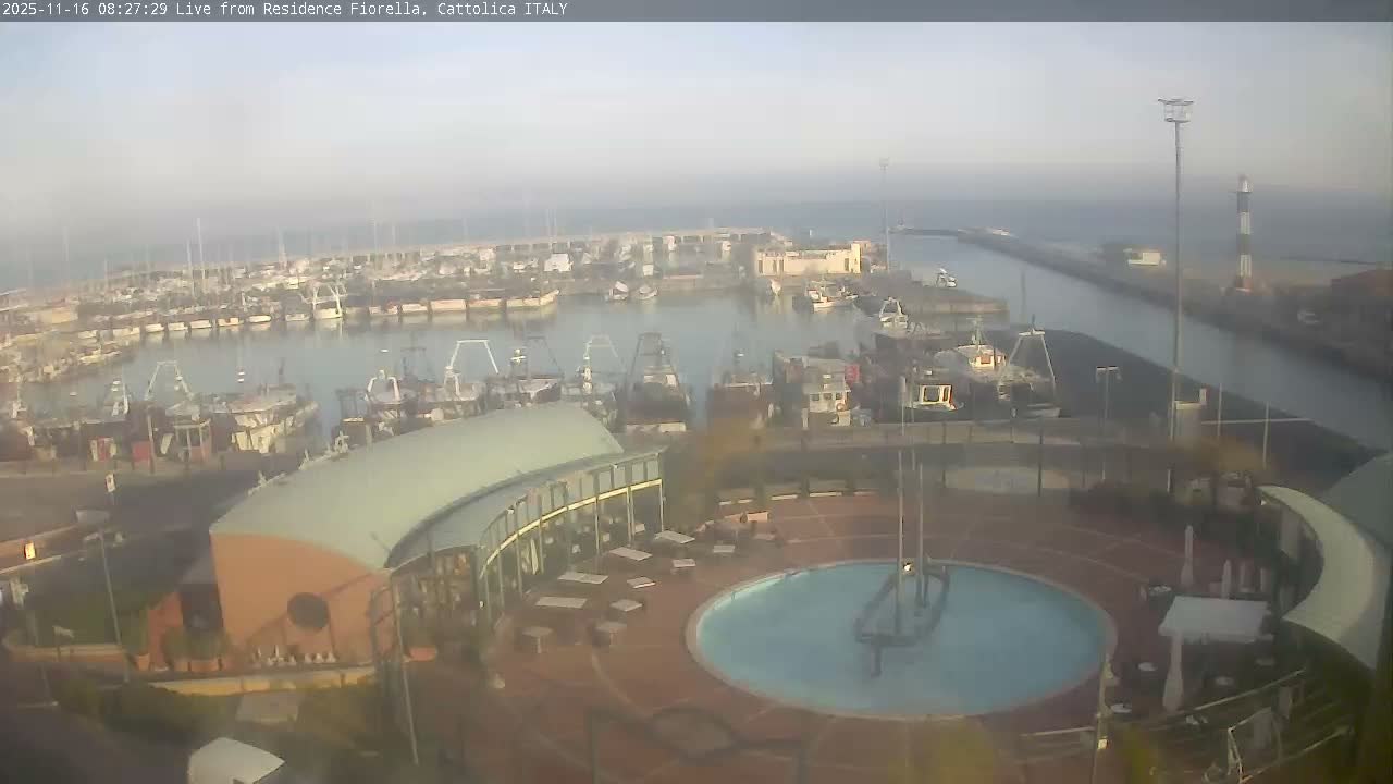 Cattolica Piazza del Porto Square & Yatch Club Marina of Cattolica Live Cam - Rimini, Emilia-Romagna, Italy 