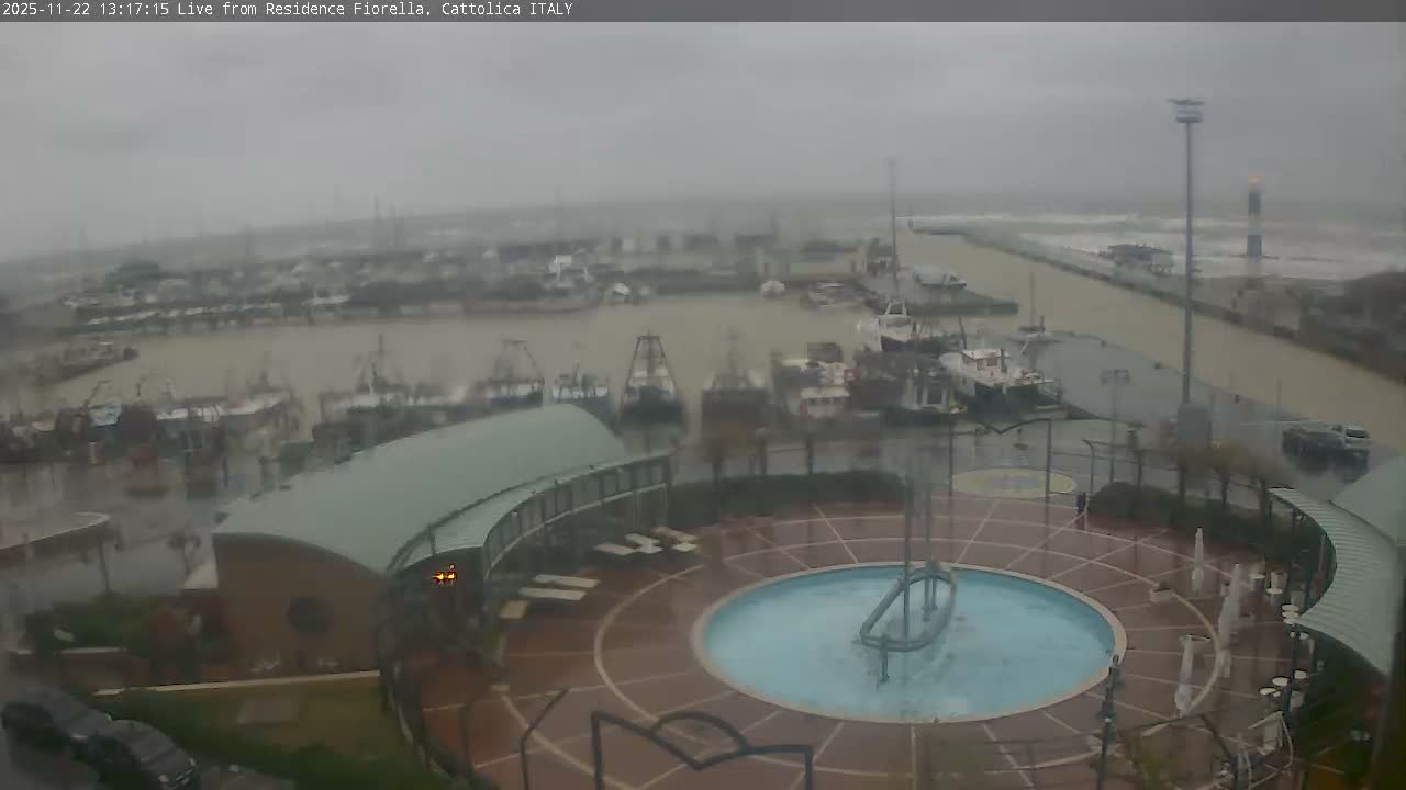 Cattolica Piazza del Porto Square & Yatch Club Marina of Cattolica Live Cam - Rimini, Emilia-Romagna, Italy 