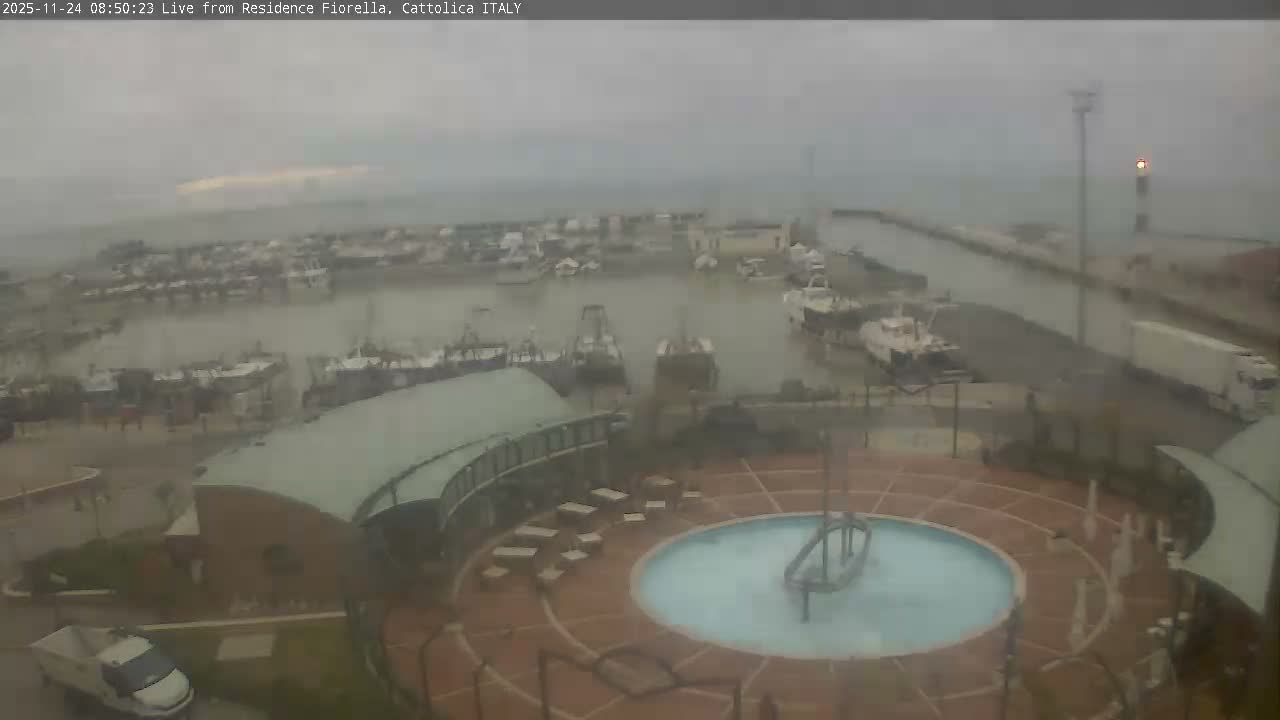 Cattolica Piazza del Porto Square & Yatch Club Marina of Cattolica Live Cam - Rimini, Emilia-Romagna, Italy 