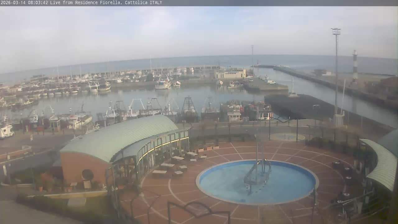 Cattolica Piazza del Porto Square & Yatch Club Marina of Cattolica Live Cam - Rimini, Emilia-Romagna, Italy 