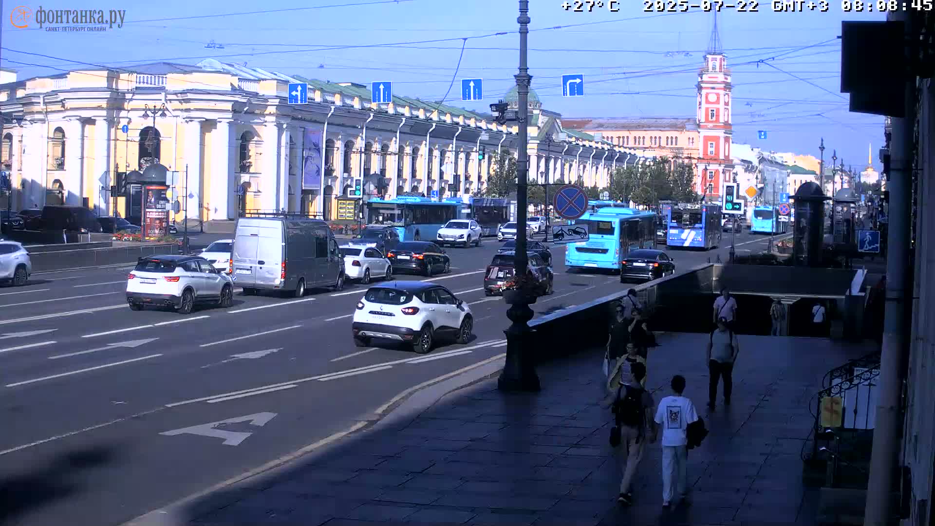 St. Petersburg, Nevskiy Avenue Live Cam - Dvortsovy, Tsentralny, Saint Petersburg, Northwestern (Severo-Zapadnyy), Russia