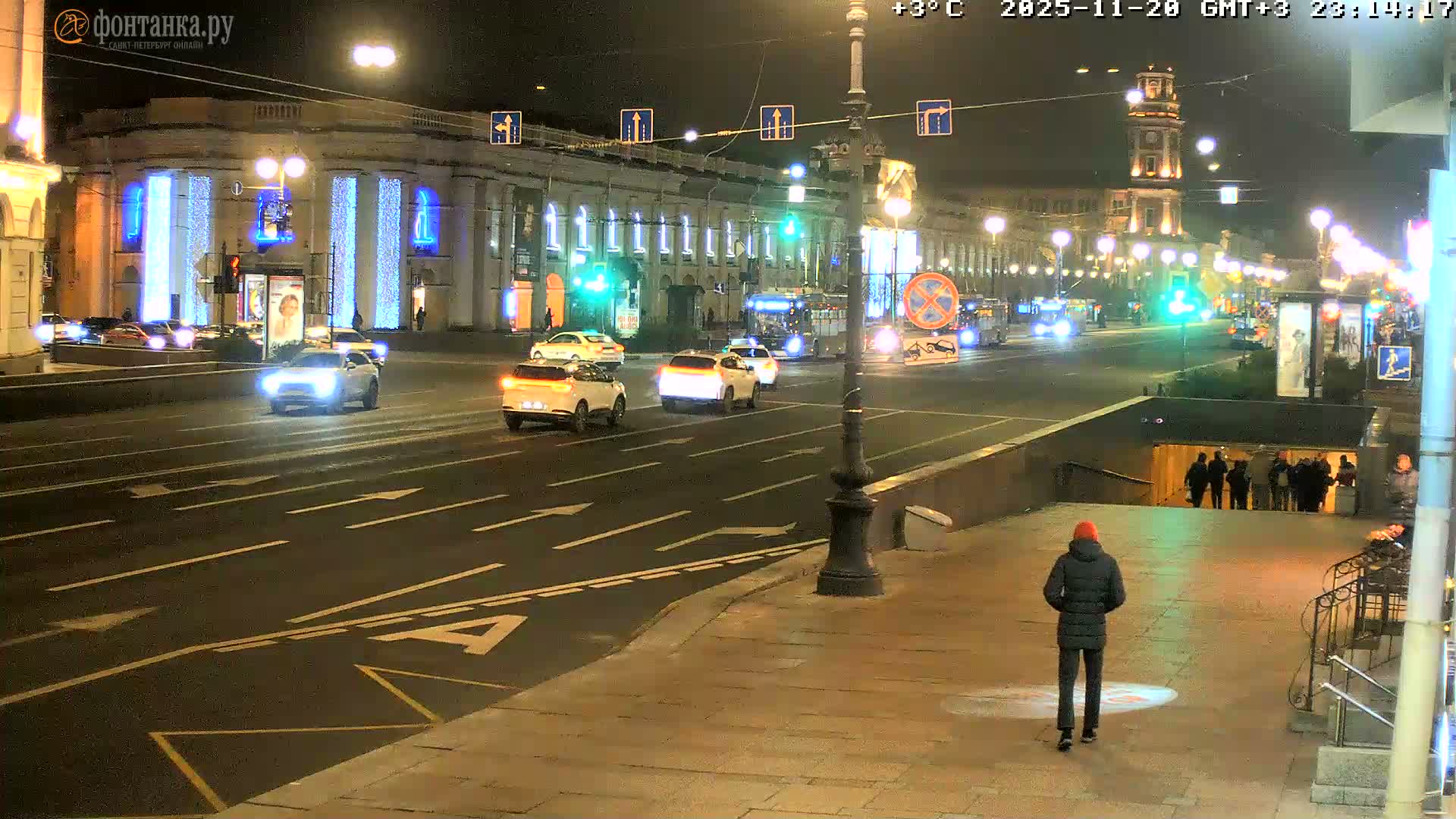 St. Petersburg, Nevskiy Avenue Live Cam - Dvortsovy, Tsentralny, Saint Petersburg, Northwestern (Severo-Zapadnyy), Russia