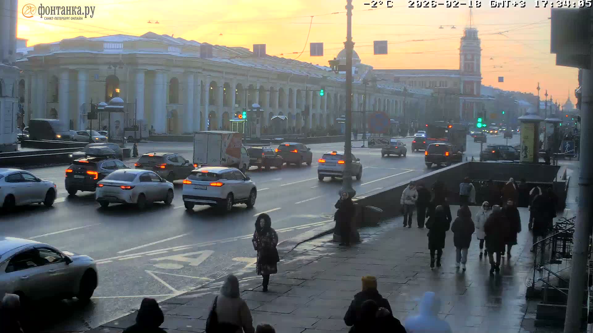 St. Petersburg, Nevskiy Avenue Live Cam - Dvortsovy, Tsentralny, Saint Petersburg, Northwestern (Severo-Zapadnyy), Russia