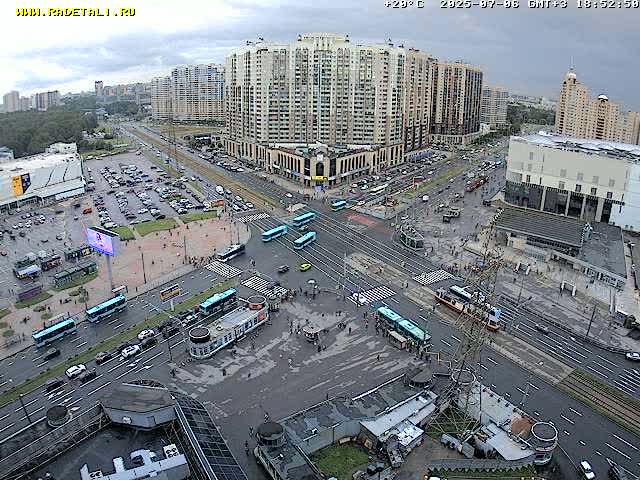 Prospekt KolomyazhskiyXIspytateley Junc. & City Mall & Primorsky Dsct Skyline  Live Cam- Komendantsky Aerodrom, Primorsky, Saint Petersburg, Northwestern (Severo-Zapadnyy), Russia