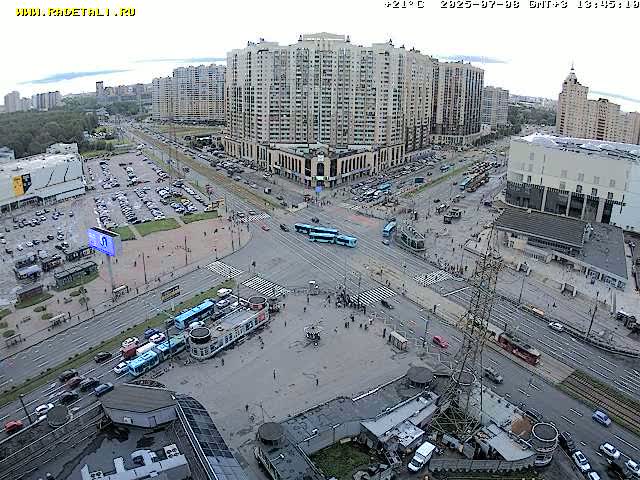 Prospekt KolomyazhskiyXIspytateley Junc. & City Mall & Primorsky Dsct Skyline  Live Cam- Komendantsky Aerodrom, Primorsky, Saint Petersburg, Northwestern (Severo-Zapadnyy), Russia