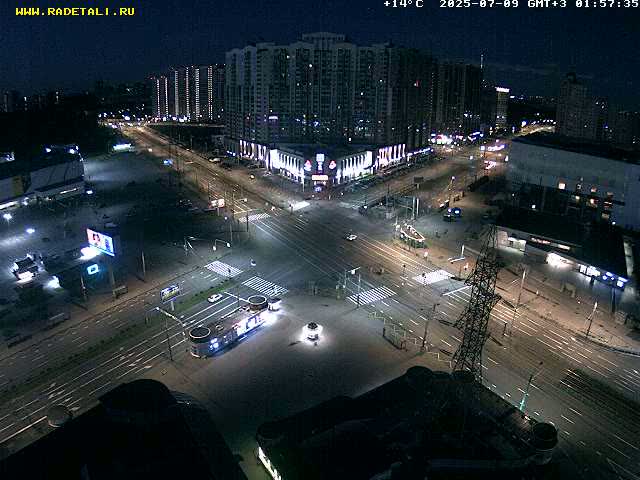 Prospekt KolomyazhskiyXIspytateley Junc. & City Mall & Primorsky Dsct Skyline  Live Cam- Komendantsky Aerodrom, Primorsky, Saint Petersburg, Northwestern (Severo-Zapadnyy), Russia