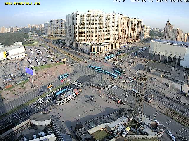 Prospekt KolomyazhskiyXIspytateley Junc. & City Mall & Primorsky Dsct Skyline  Live Cam- Komendantsky Aerodrom, Primorsky, Saint Petersburg, Northwestern (Severo-Zapadnyy), Russia