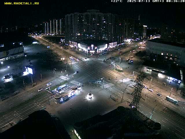 Prospekt KolomyazhskiyXIspytateley Junc. & City Mall & Primorsky Dsct Skyline  Live Cam- Komendantsky Aerodrom, Primorsky, Saint Petersburg, Northwestern (Severo-Zapadnyy), Russia
