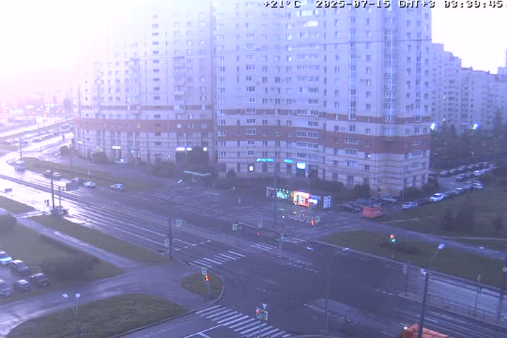 Prospekt KolomyazhskiyXIspytateley Junc. & City Mall & Primorsky Dsct Skyline  Live Cam- Komendantsky Aerodrom, Primorsky, Saint Petersburg, Northwestern (Severo-Zapadnyy), Russia