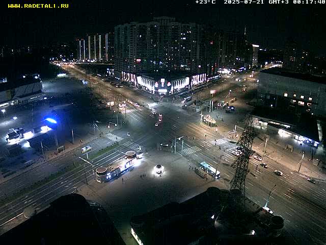 Prospekt KolomyazhskiyXIspytateley Junc. & City Mall & Primorsky Dsct Skyline  Live Cam- Komendantsky Aerodrom, Primorsky, Saint Petersburg, Northwestern (Severo-Zapadnyy), Russia