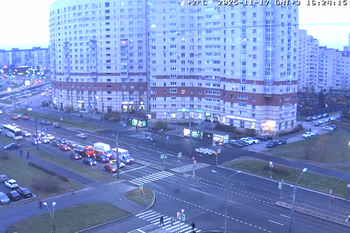 Prospekt KolomyazhskiyXIspytateley Junc. & City Mall & Primorsky Dsct Skyline  Live Cam- Komendantsky Aerodrom, Primorsky, Saint Petersburg, Northwestern (Severo-Zapadnyy), Russia