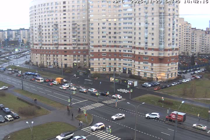 Prospekt KolomyazhskiyXIspytateley Junc. & City Mall & Primorsky Dsct Skyline  Live Cam- Komendantsky Aerodrom, Primorsky, Saint Petersburg, Northwestern (Severo-Zapadnyy), Russia