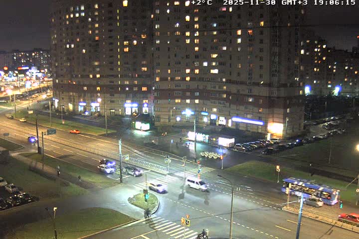 Prospekt KolomyazhskiyXIspytateley Junc. & City Mall & Primorsky Dsct Skyline  Live Cam- Komendantsky Aerodrom, Primorsky, Saint Petersburg, Northwestern (Severo-Zapadnyy), Russia