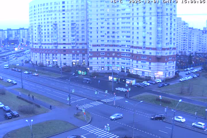 Prospekt KolomyazhskiyXIspytateley Junc. & City Mall & Primorsky Dsct Skyline  Live Cam- Komendantsky Aerodrom, Primorsky, Saint Petersburg, Northwestern (Severo-Zapadnyy), Russia